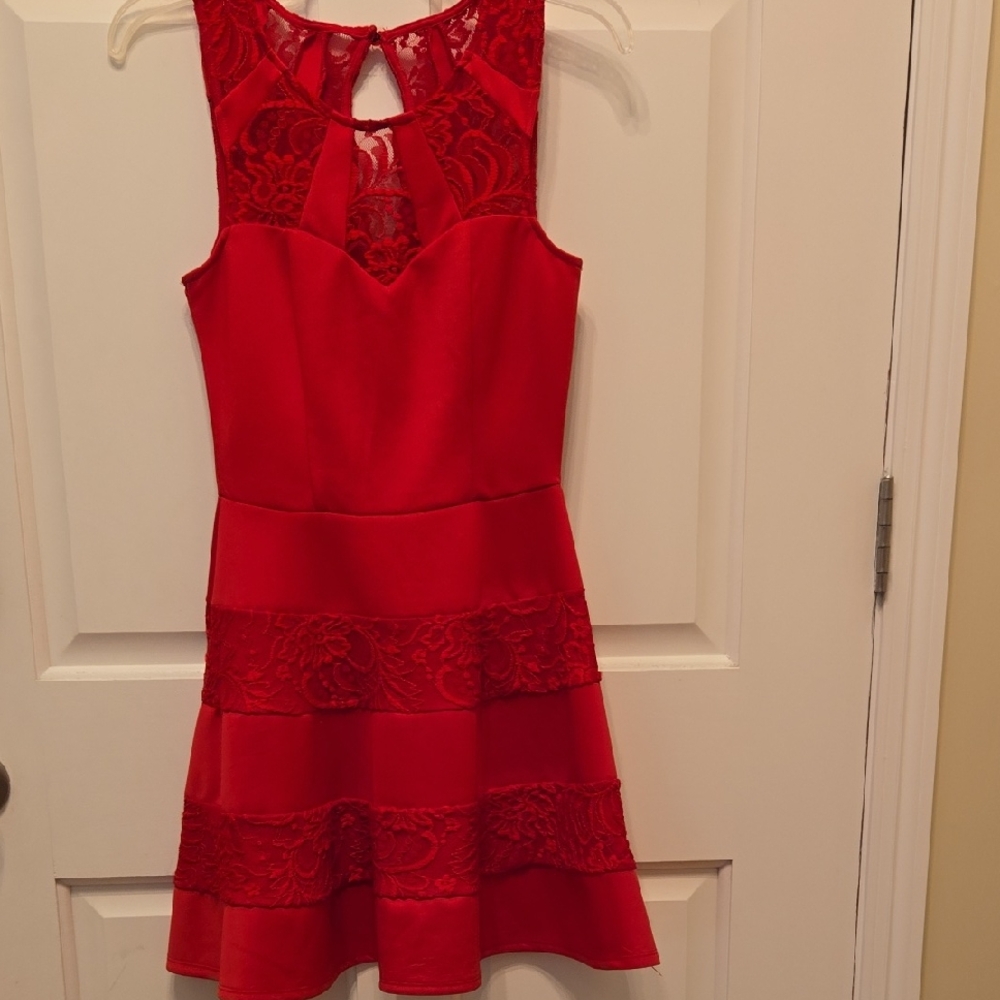 Trixxi Elegant Red Lace Dress